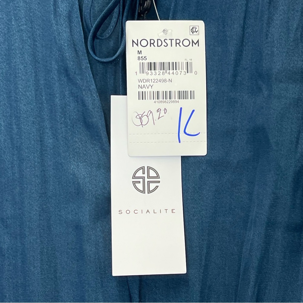 NWT Socialite Silky Blue Long Sleeve Maxi Dress Medium - Picture 6 of 8